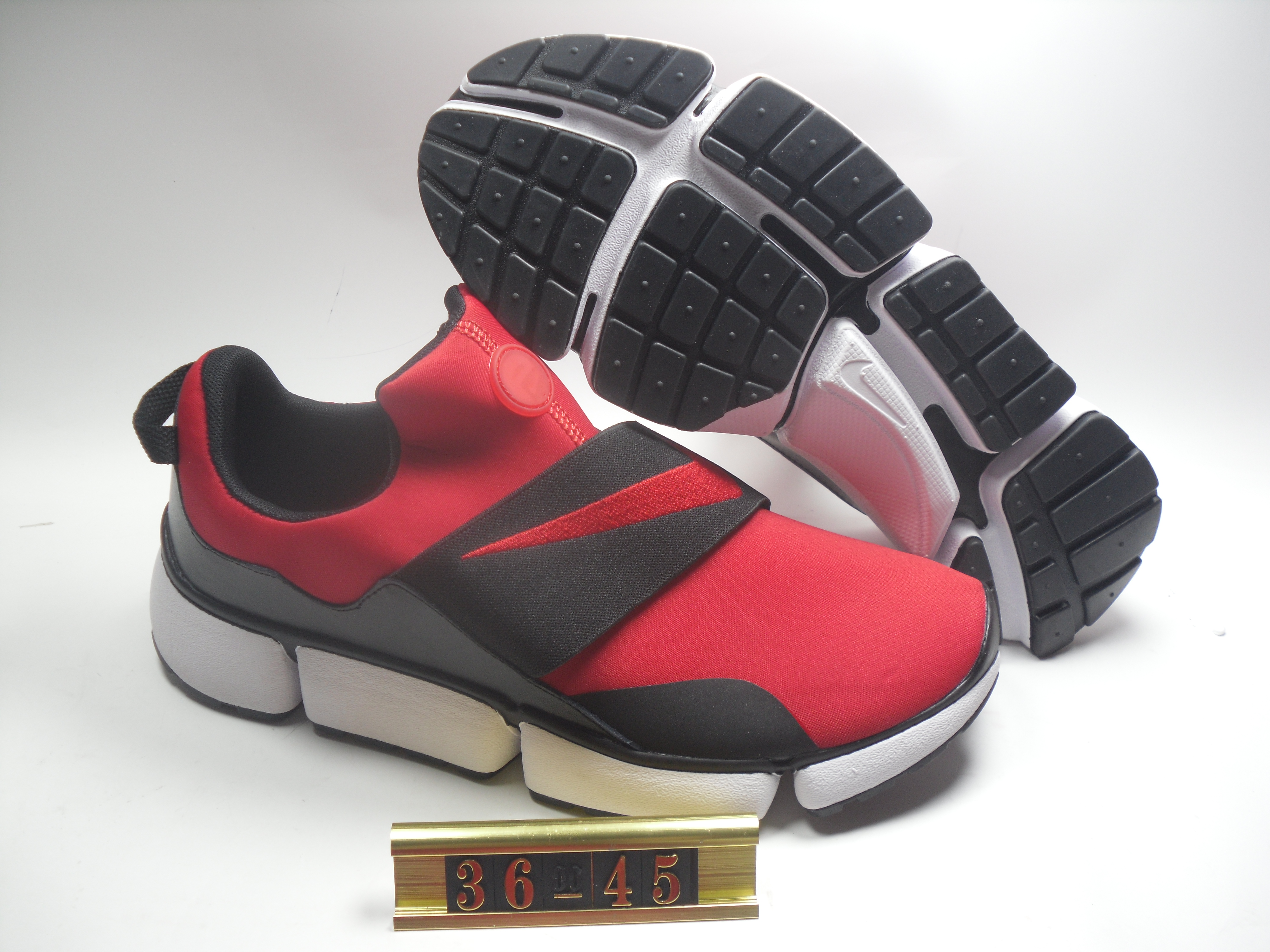 Women Nike Air Huarache 5 Red Black Strap Shoes - Click Image to Close